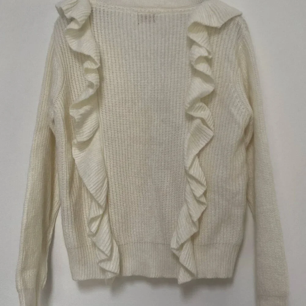 POL Kelli Ivory Ruffle Cardigan - Picture 2 of 3